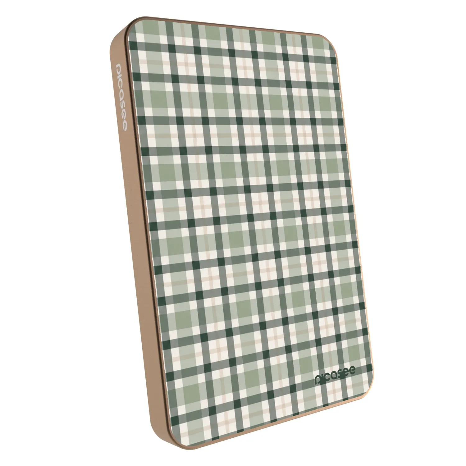 Picasee Prijenosni punjač s MagSafe 5 000 mAh Zlatni - Sage Tartan