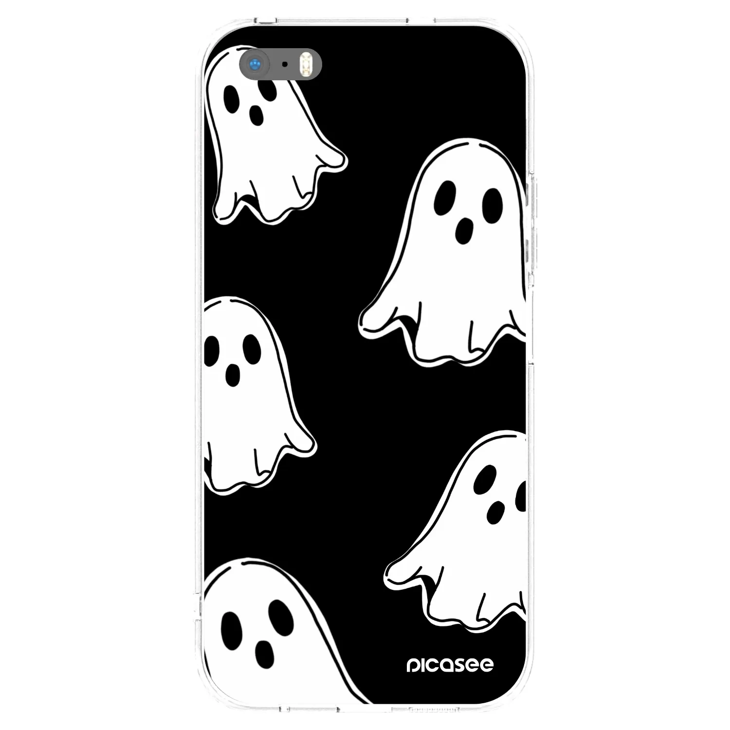 Picasee silikonska prozirna maskica za Apple iPhone 5/5S/SE - Black ghosts