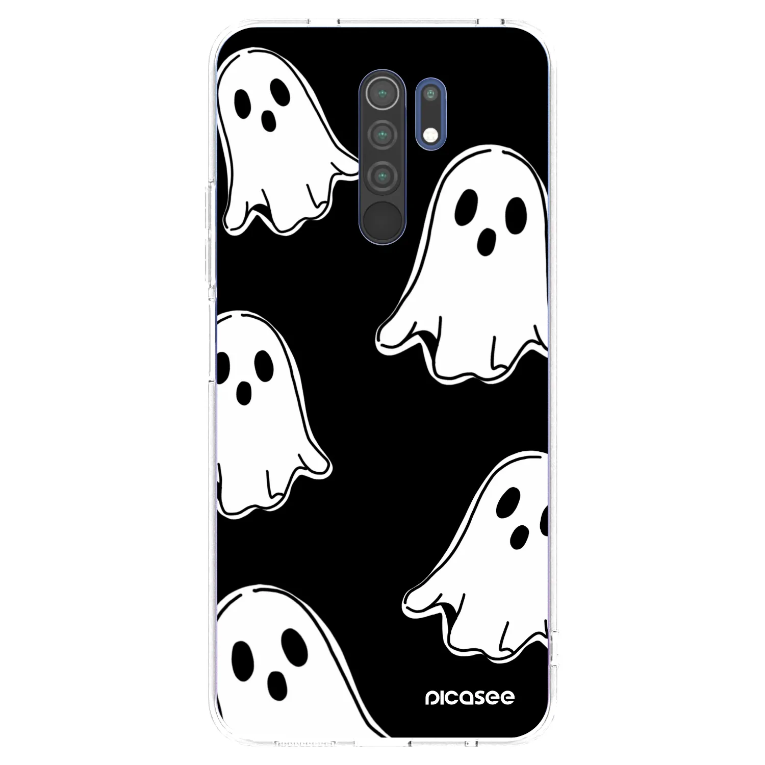Picasee silikonska prozirna maskica za Xiaomi Redmi 9 - Black ghosts