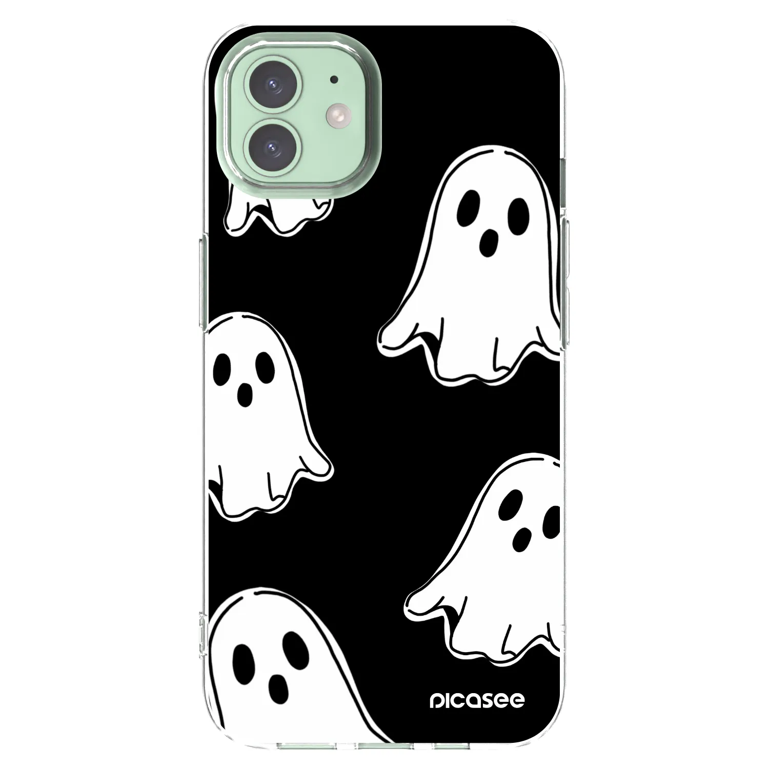 Picasee silikonska prozirna maskica za Apple iPhone 12 - Black ghosts