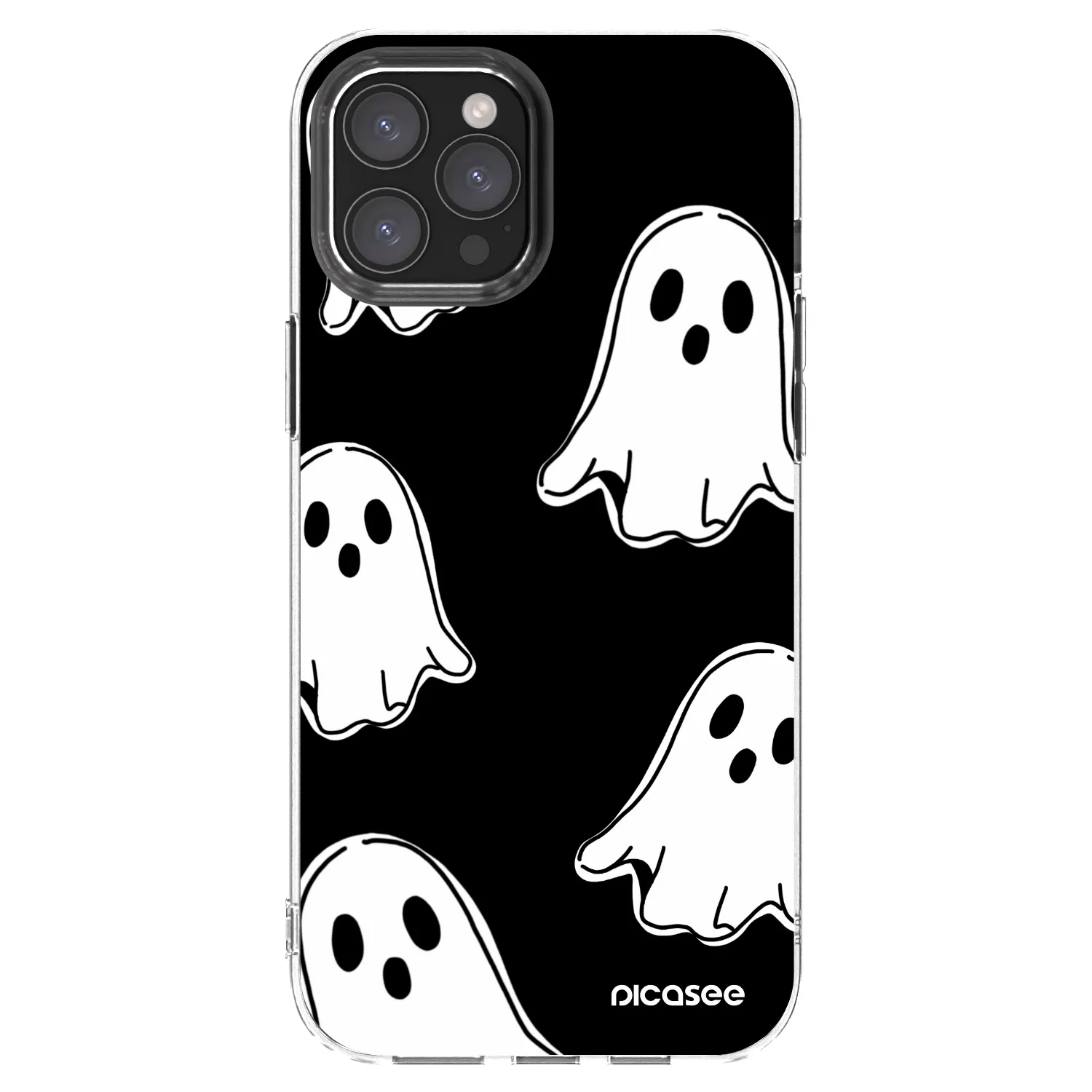 Picasee silikonska prozirna maskica za Apple iPhone 12 Pro Max - Black ghosts