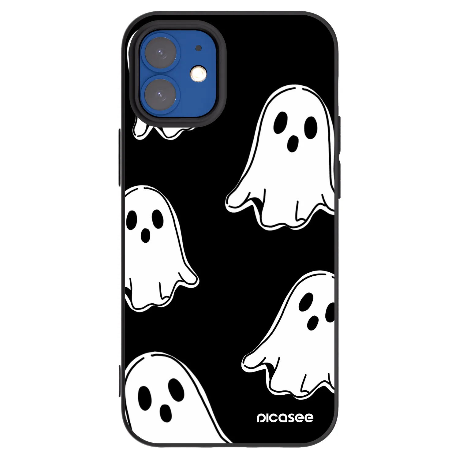 Picasee crna silikonska maskica za Apple iPhone 12 mini - Black ghosts