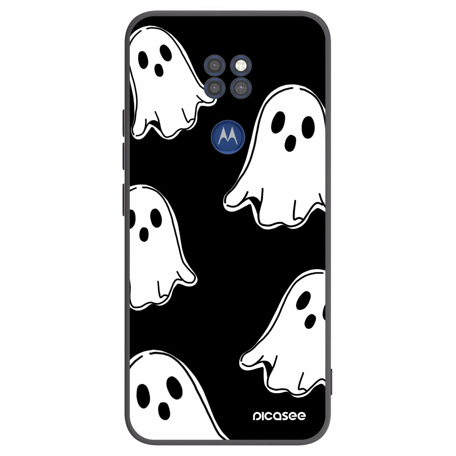 Picasee crna silikonska maskica za Motorola Moto G9 Play - Black ghosts