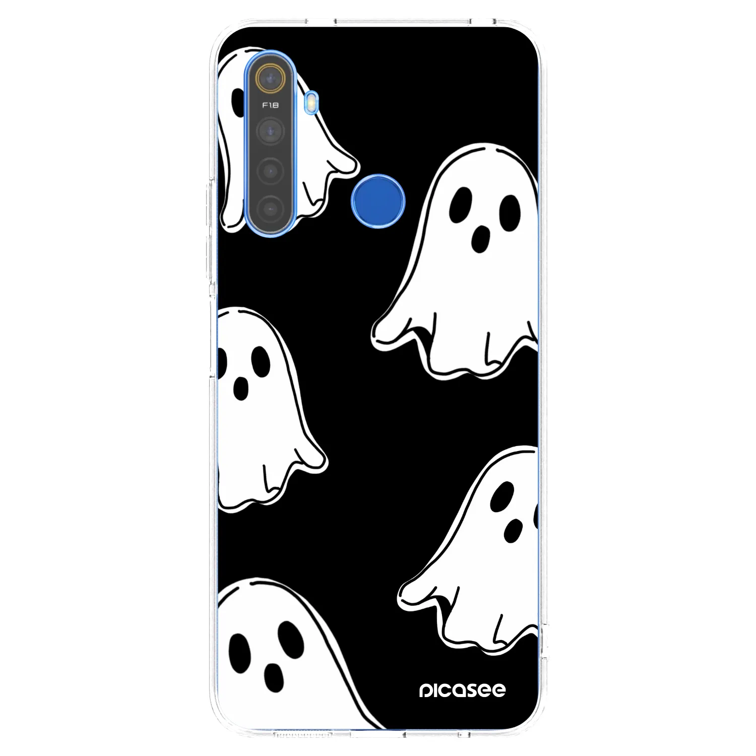 Picasee silikonska prozirna maskica za Realme 5 - Black ghosts
