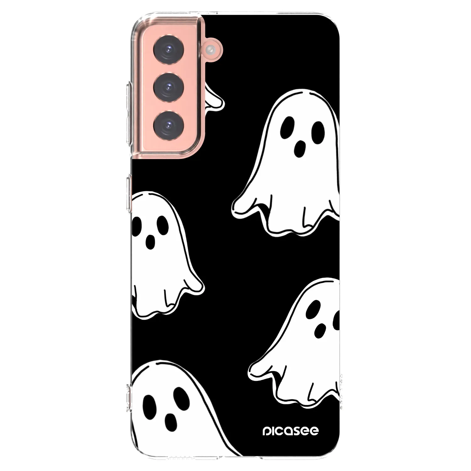Picasee silikonska prozirna maskica za Samsung Galaxy S21 5G G991B - Black ghosts