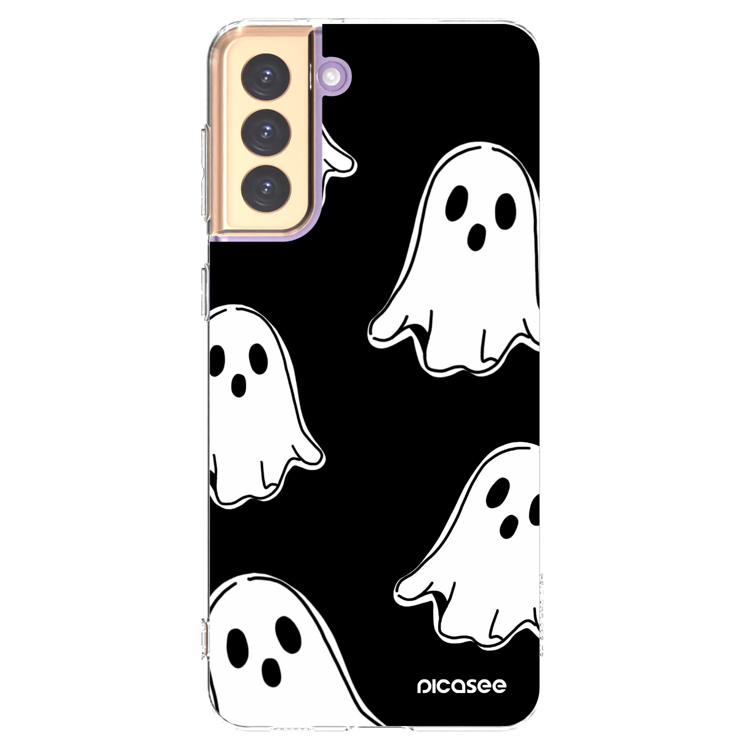 Picasee silikonska prozirna maskica za Samsung Galaxy S21+ 5G G996F - Black ghosts