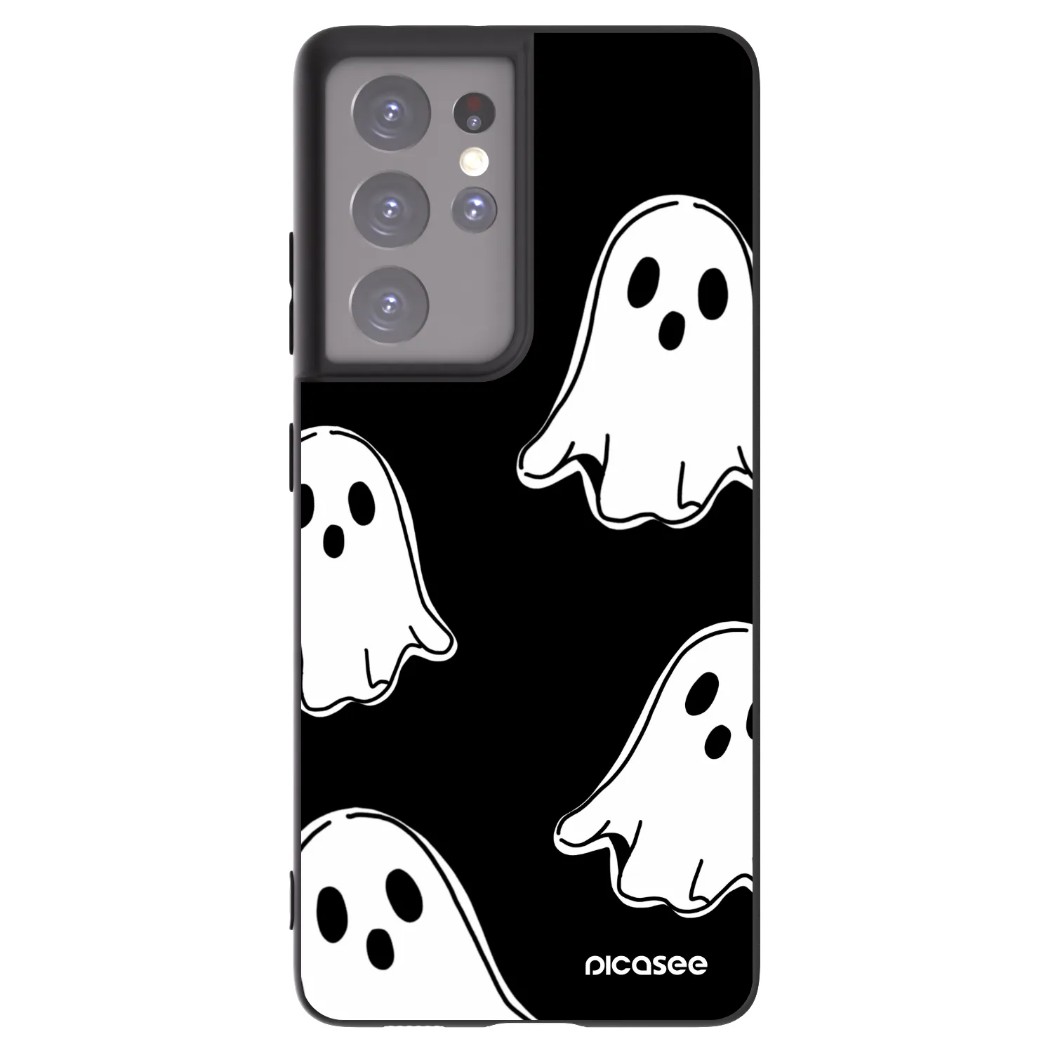 Picasee crna silikonska maskica za Samsung Galaxy S21 Ultra 5G G998B - Black ghosts