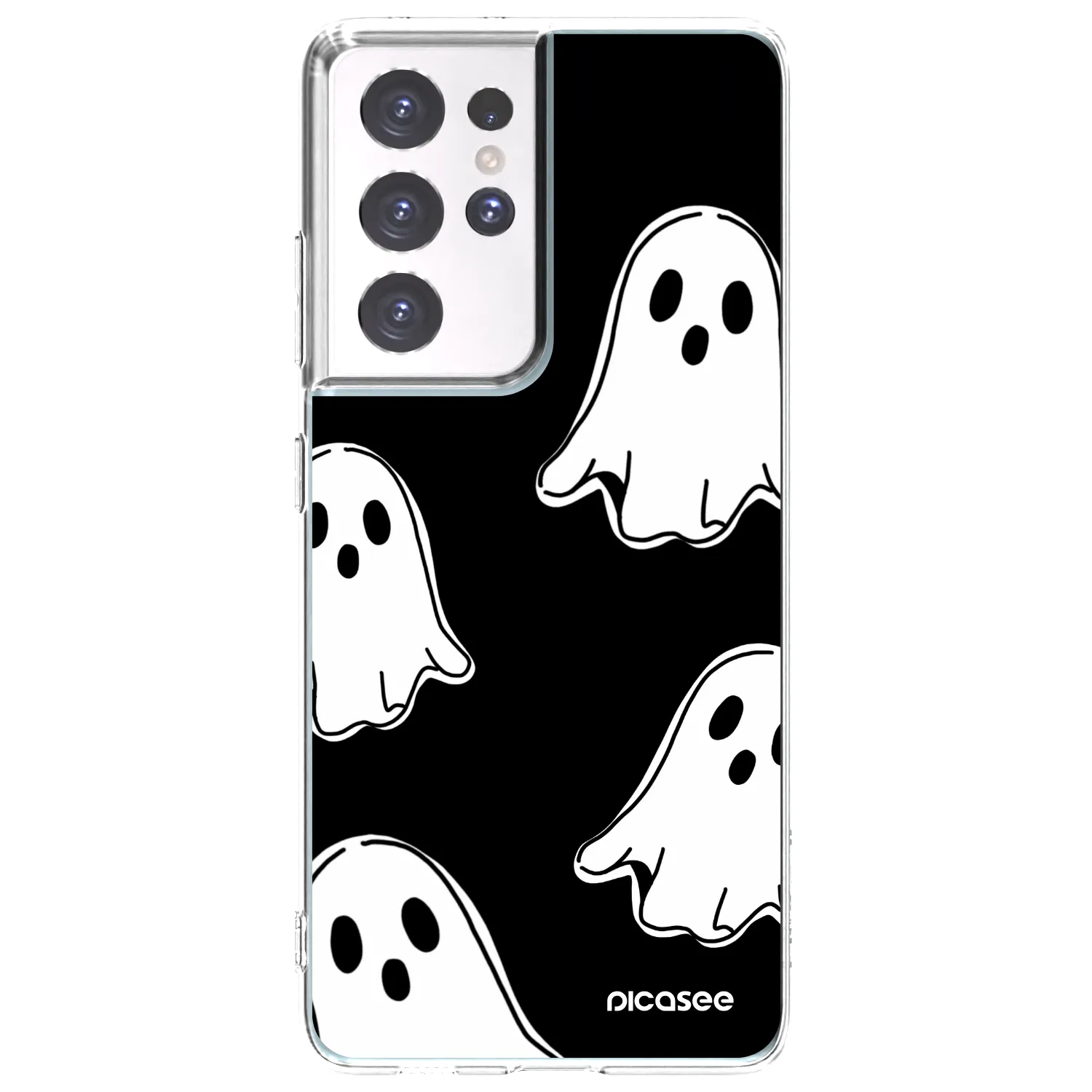 Picasee silikonska prozirna maskica za Samsung Galaxy S21 Ultra 5G G998B - Black ghosts