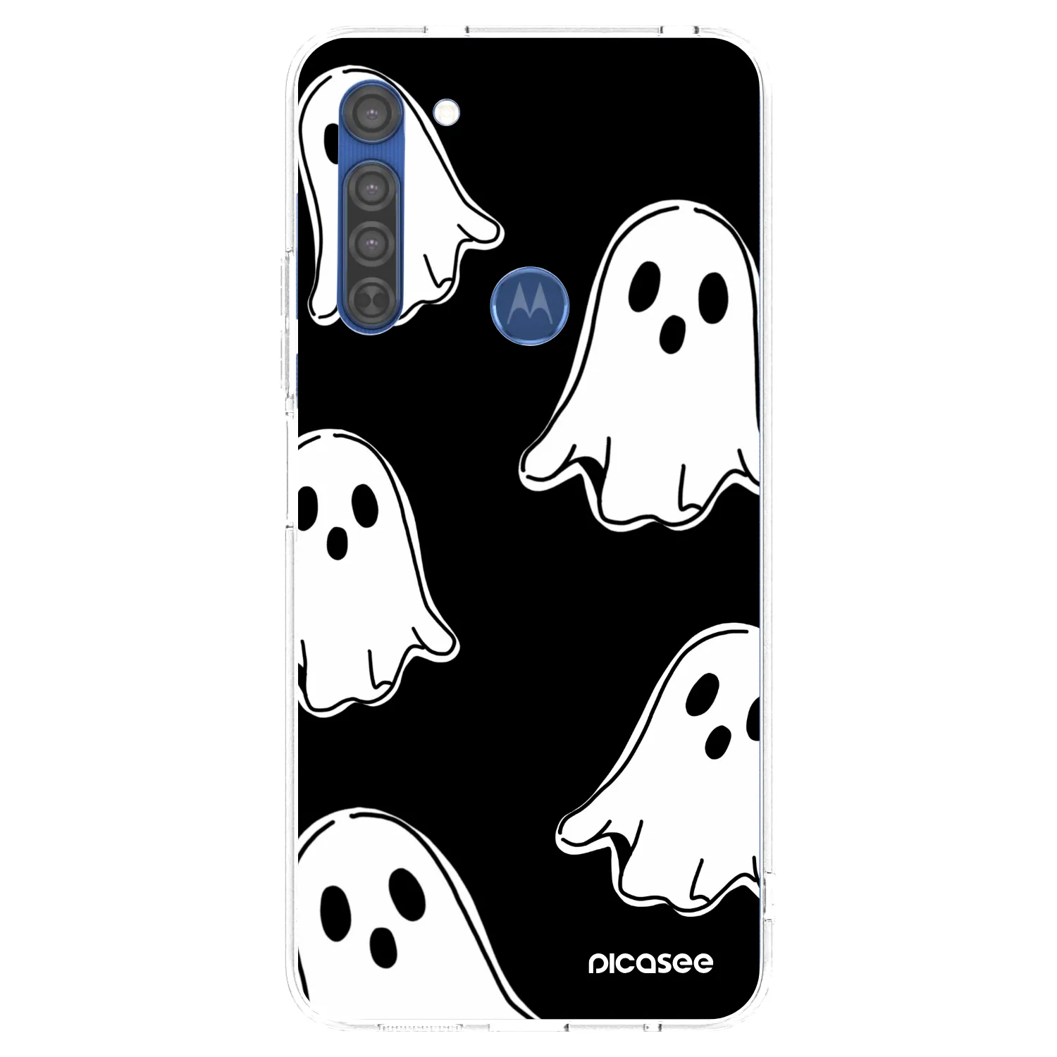 Picasee silikonska prozirna maskica za Motorola Moto G8 - Black ghosts