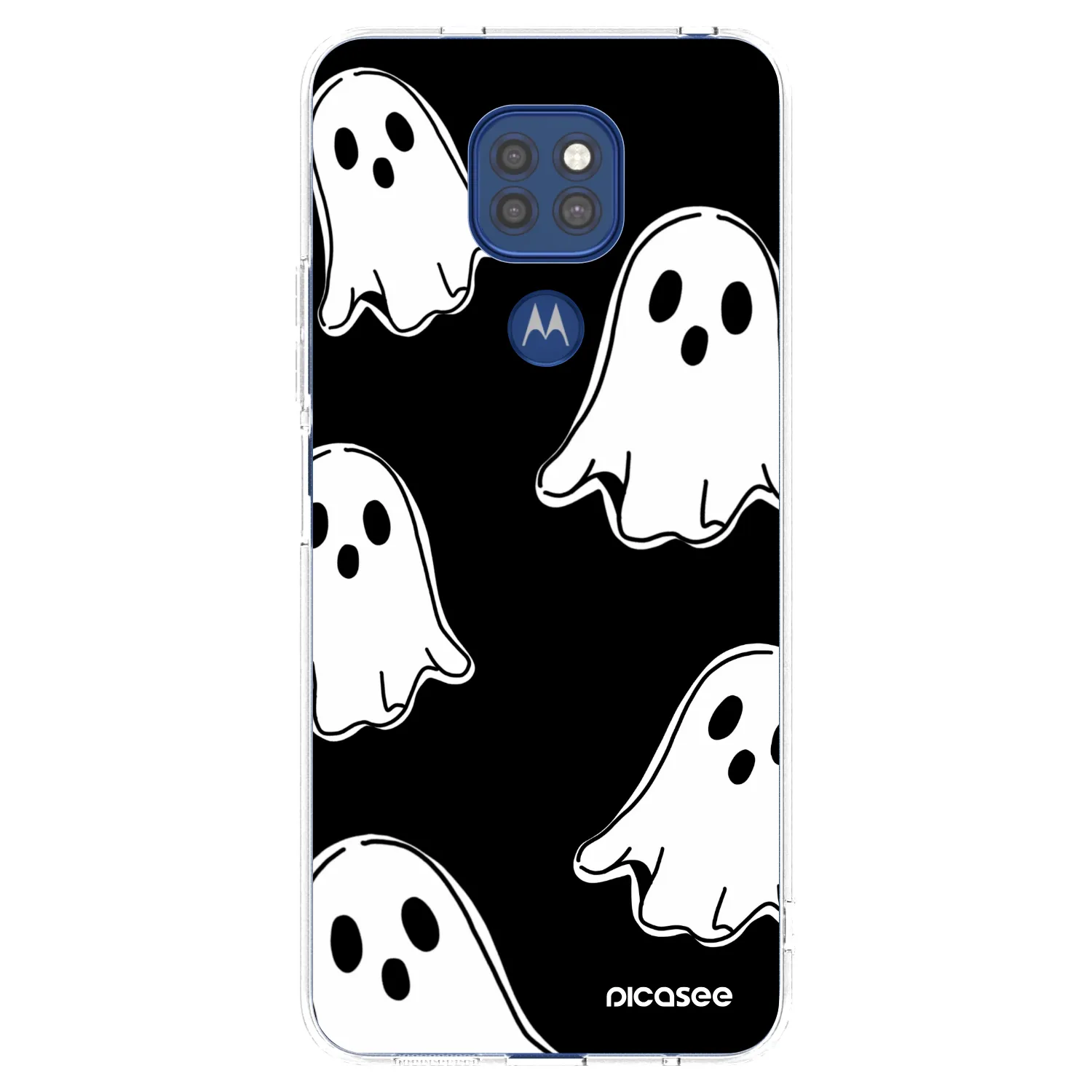 Picasee silikonska prozirna maskica za Motorola Moto G9 Play - Black ghosts
