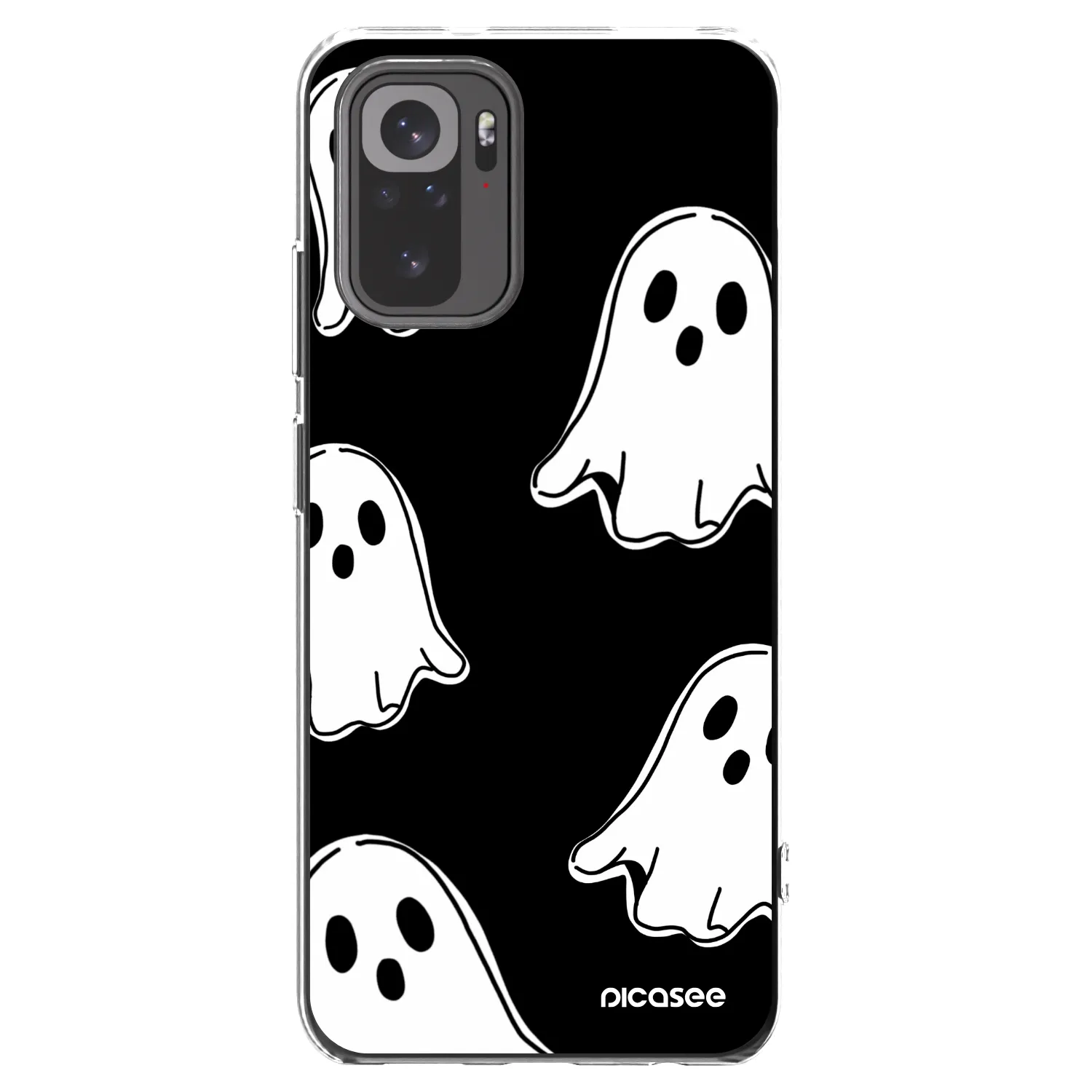 Picasee silikonska prozirna maskica za Xiaomi Redmi Note 10 - Black ghosts