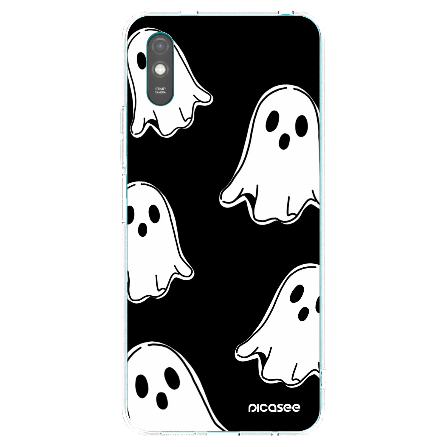 Picasee silikonska prozirna maskica za Xiaomi Redmi 9AT - Black ghosts