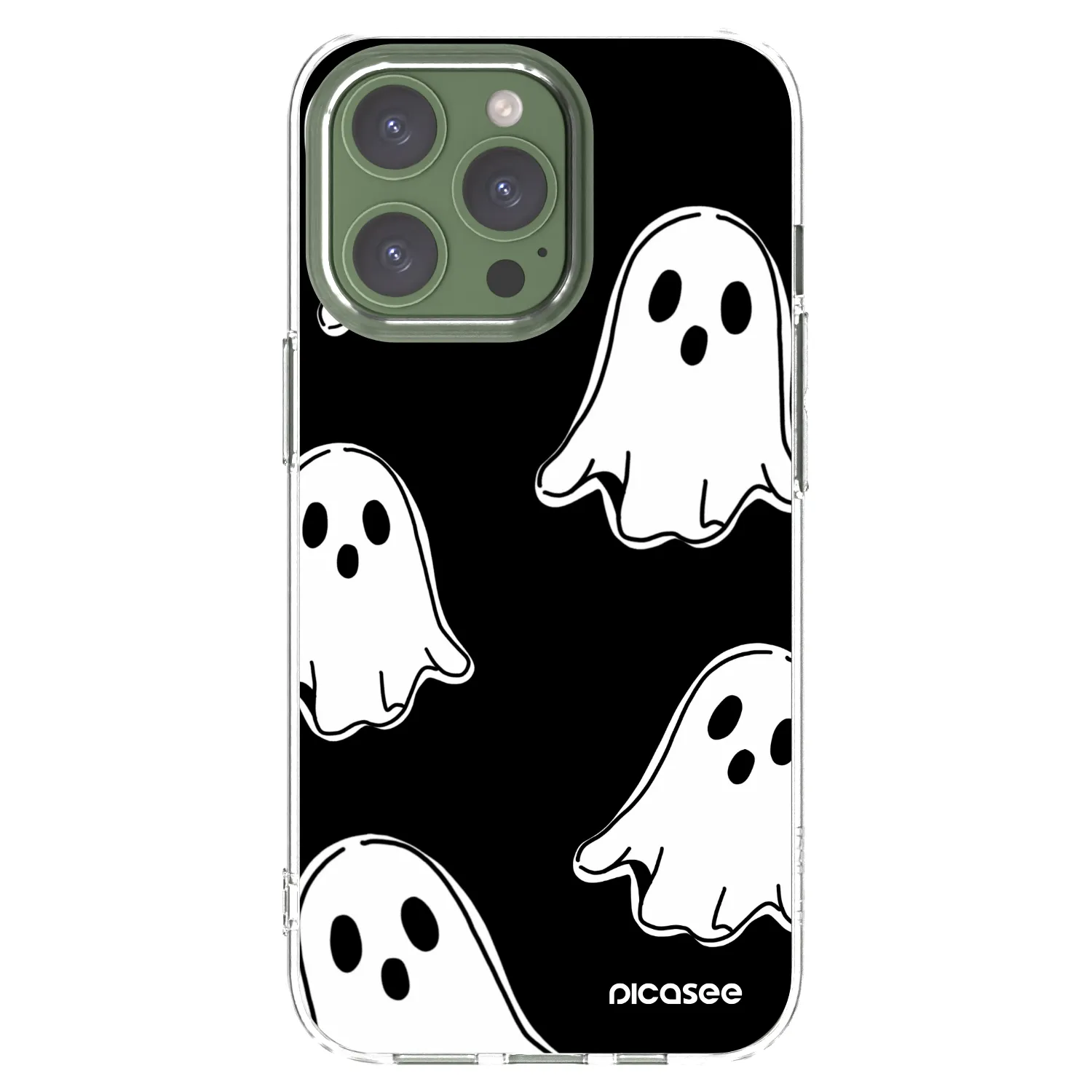 Picasee silikonska prozirna maskica za Apple iPhone 13 Pro - Black ghosts
