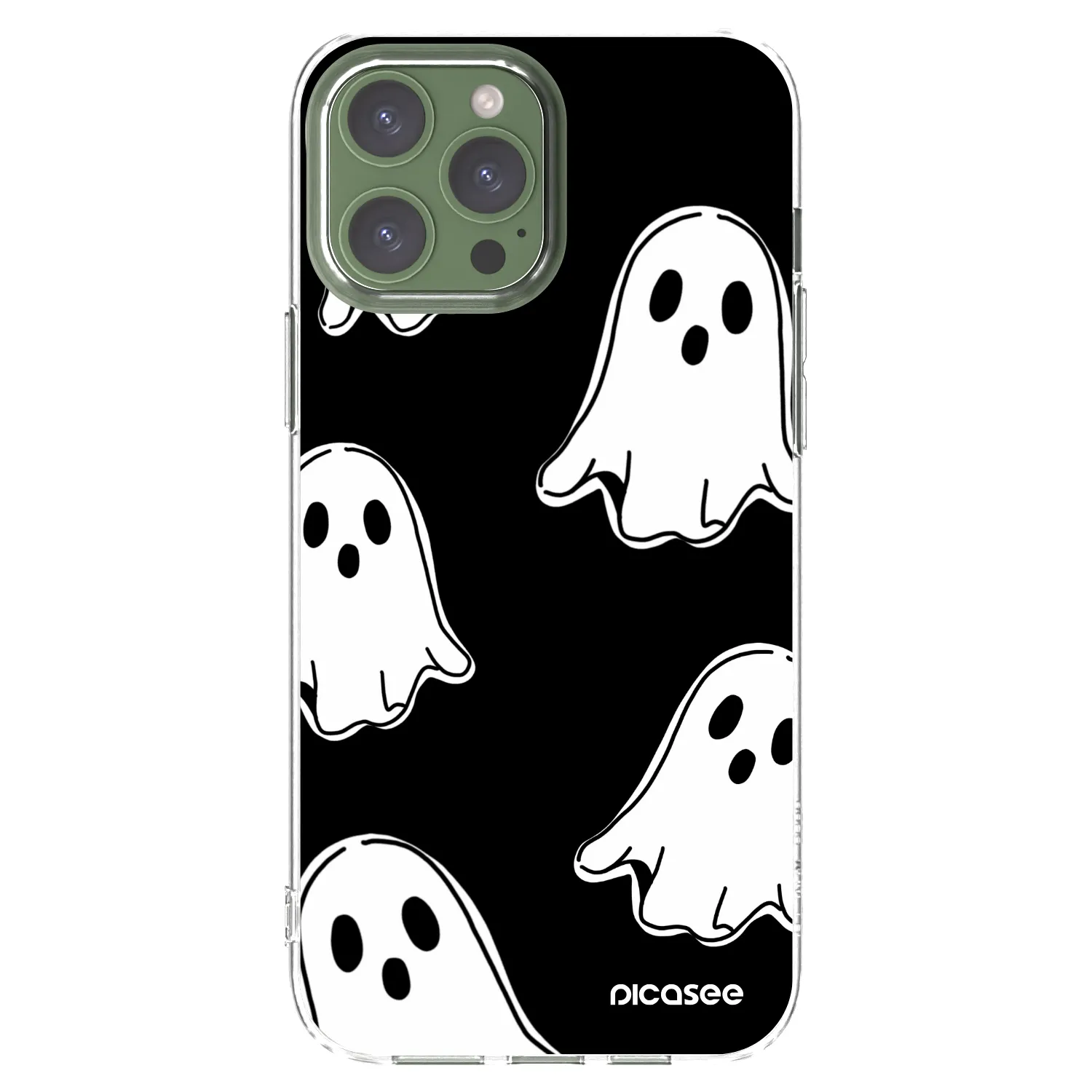 Picasee silikonska prozirna maskica za Apple iPhone 13 Pro Max - Black ghosts
