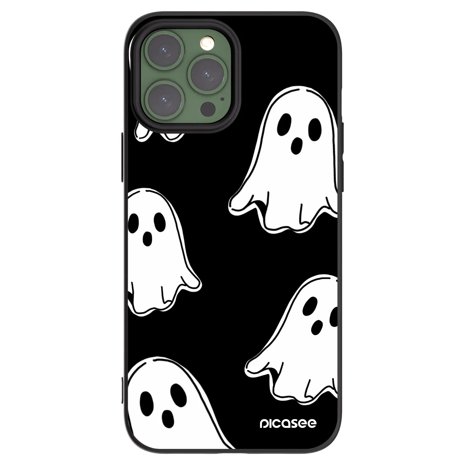 Picasee crna silikonska maskica za Apple iPhone 13 Pro Max - Black ghosts