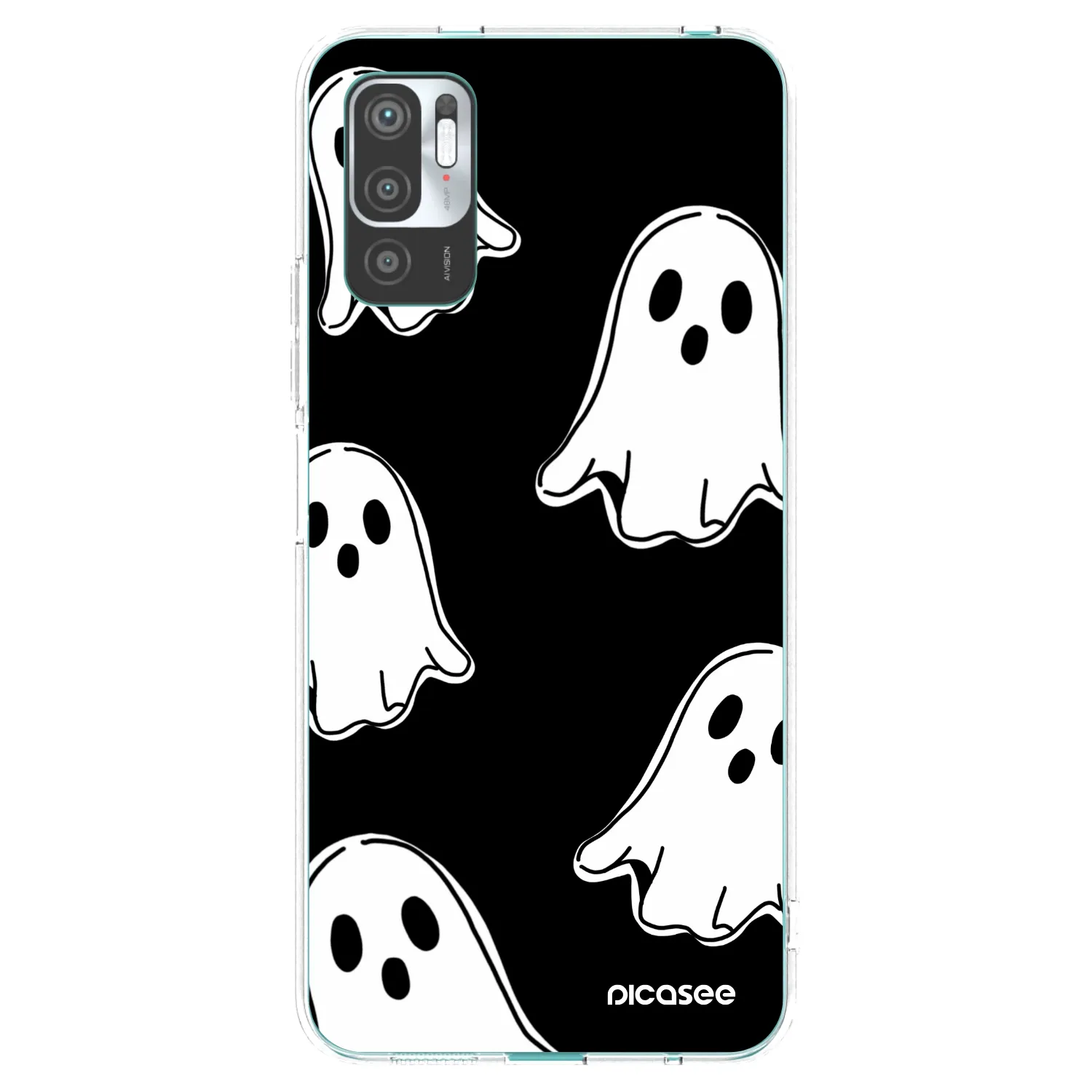 Picasee silikonska prozirna maskica za Xiaomi Redmi Note 10 5G - Black ghosts