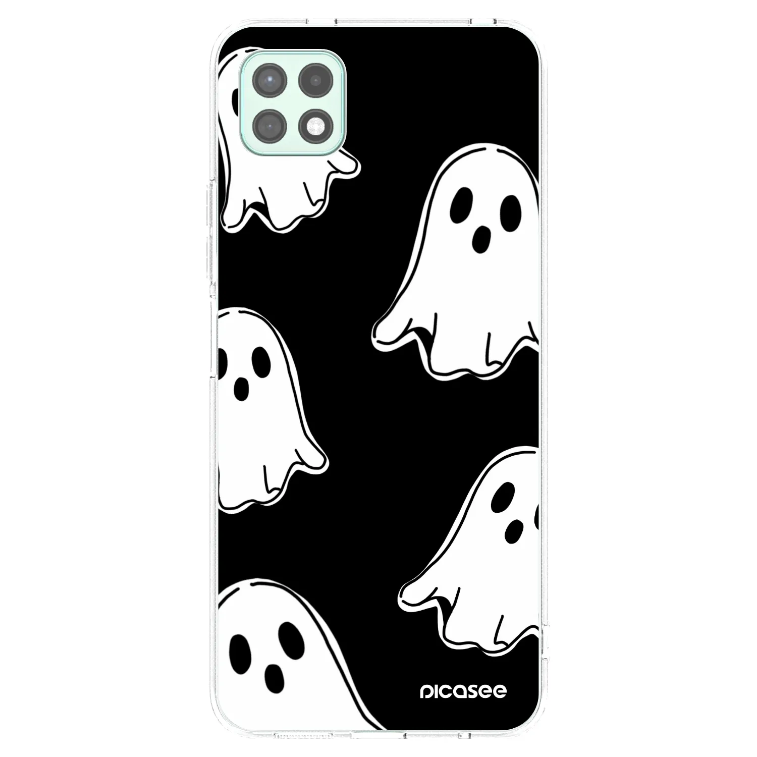 Picasee silikonska prozirna maskica za Samsung Galaxy A22 A226B 5G - Black ghosts