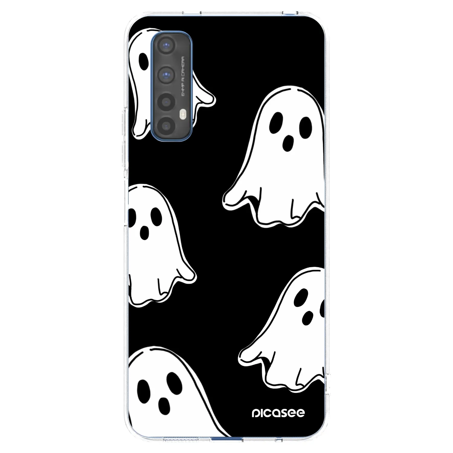 Picasee silikonska prozirna maskica za Realme 7 - Black ghosts