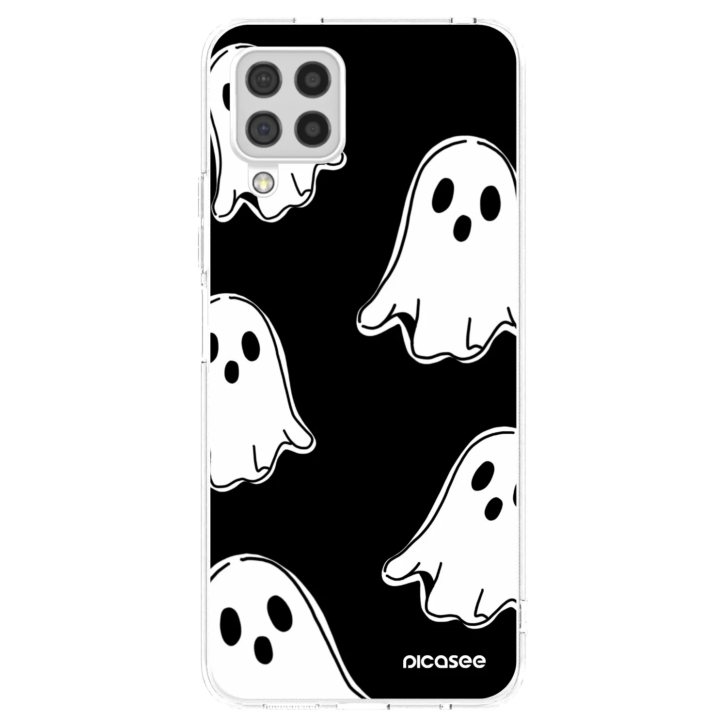Picasee silikonska prozirna maskica za Samsung Galaxy A22 A225F 4G - Black ghosts