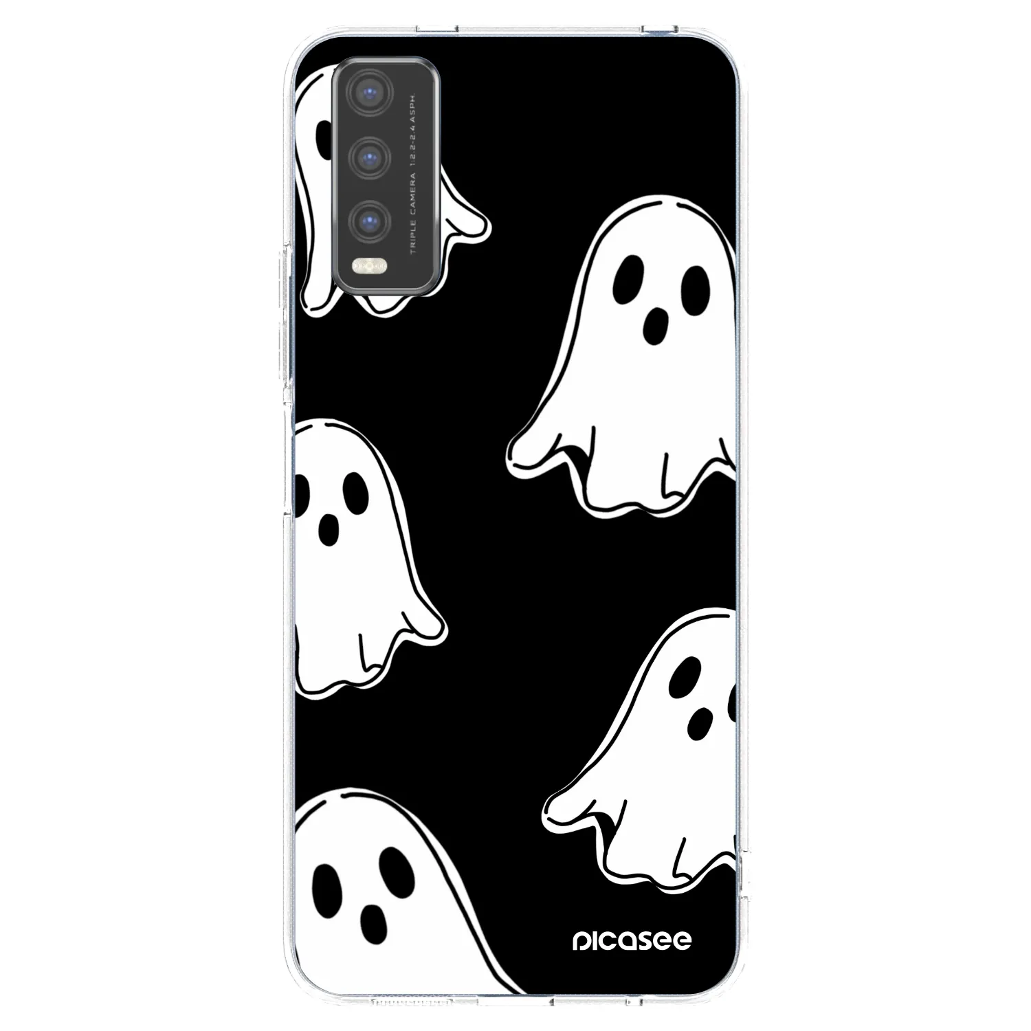 Picasee silikonska prozirna maskica za Vivo Y20s - Black ghosts