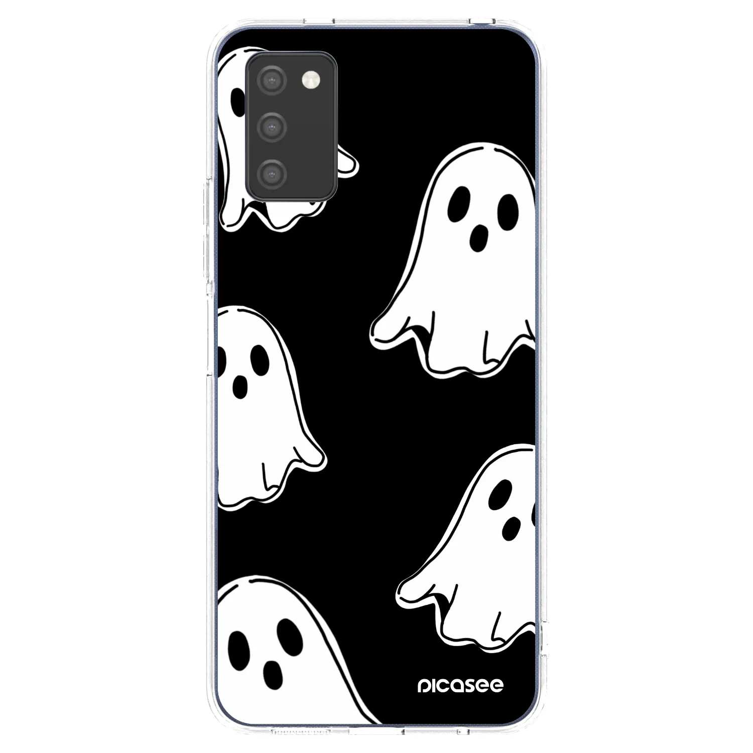 Picasee silikonska prozirna maskica za Samsung Galaxy A03s A037G - Black ghosts