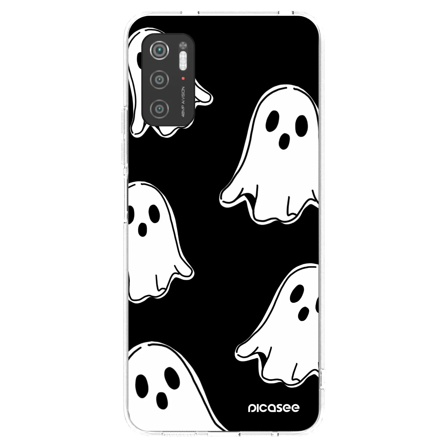Picasee silikonska prozirna maskica za Xiaomi Poco M3 Pro 5G - Black ghosts