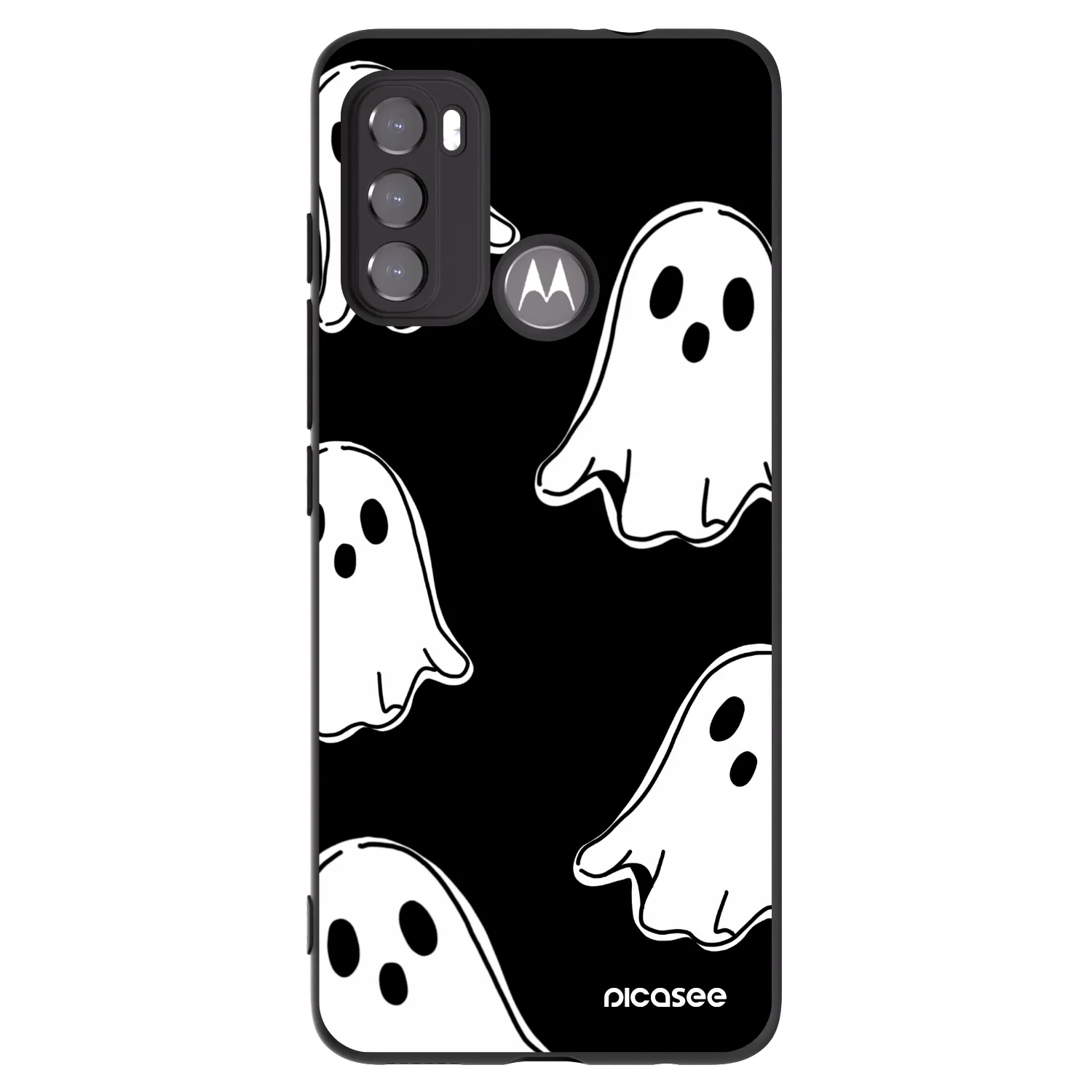 Picasee crna silikonska maskica za Motorola Moto G60 - Black ghosts