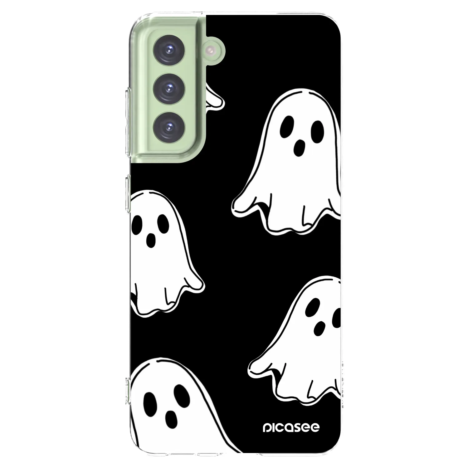 Picasee silikonska prozirna maskica za Samsung Galaxy S21 FE 5G - Black ghosts
