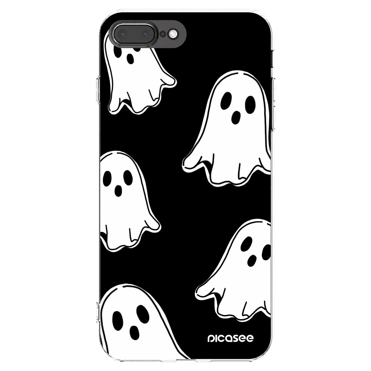 Picasee silikonska prozirna maskica za Apple iPhone 7 Plus - Black ghosts