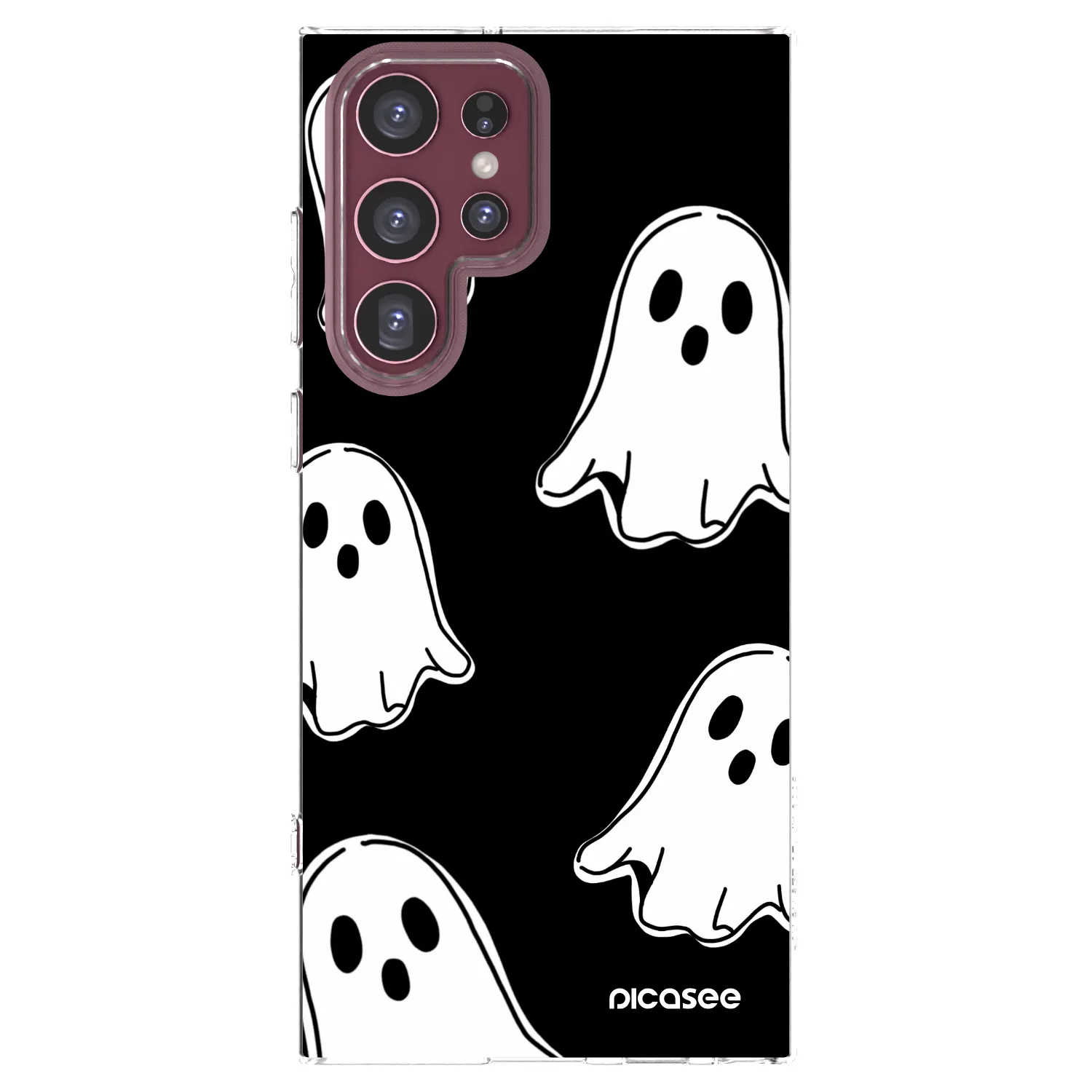 Picasee silikonska prozirna maskica za Samsung Galaxy S22 Ultra 5G - Black ghosts