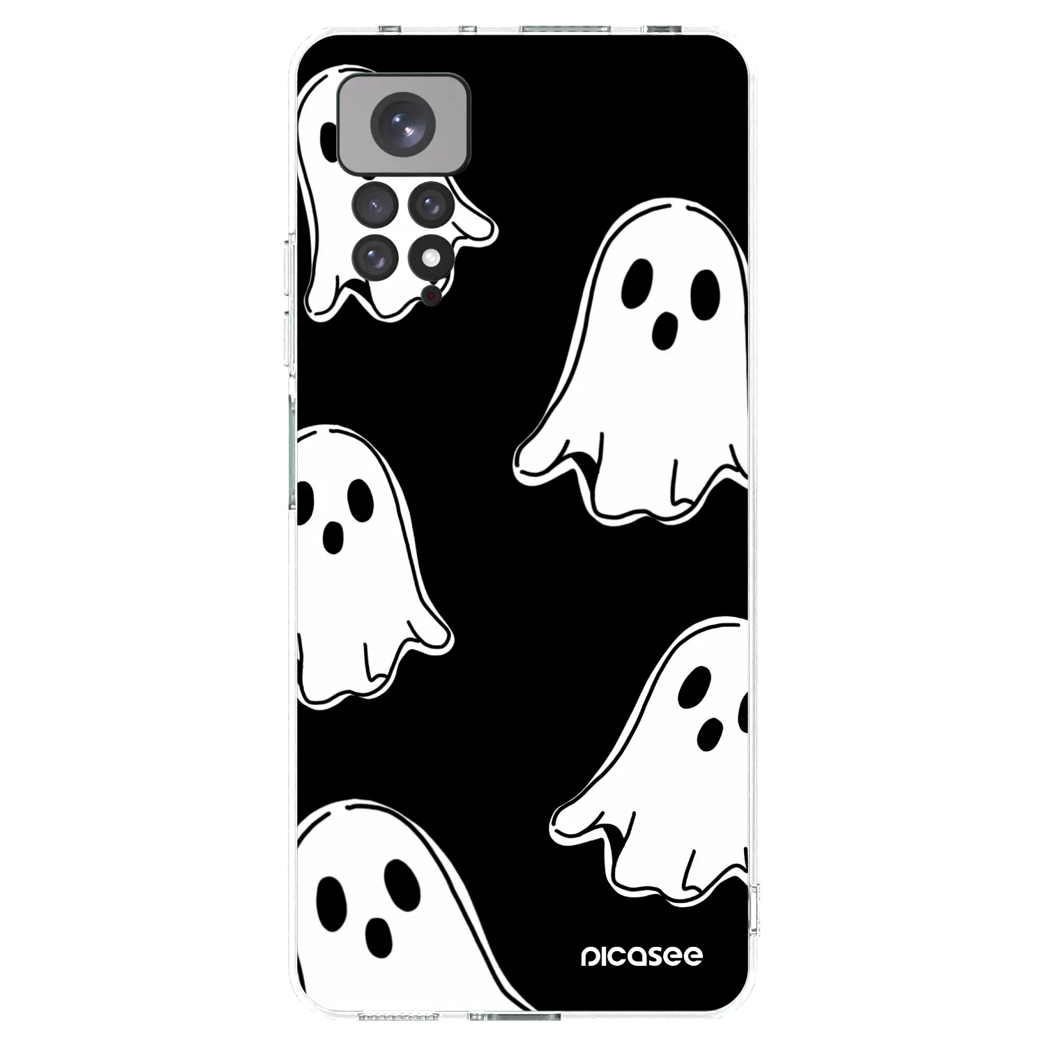 Picasee silikonska prozirna maskica za Xiaomi Redmi Note 11 - Black ghosts