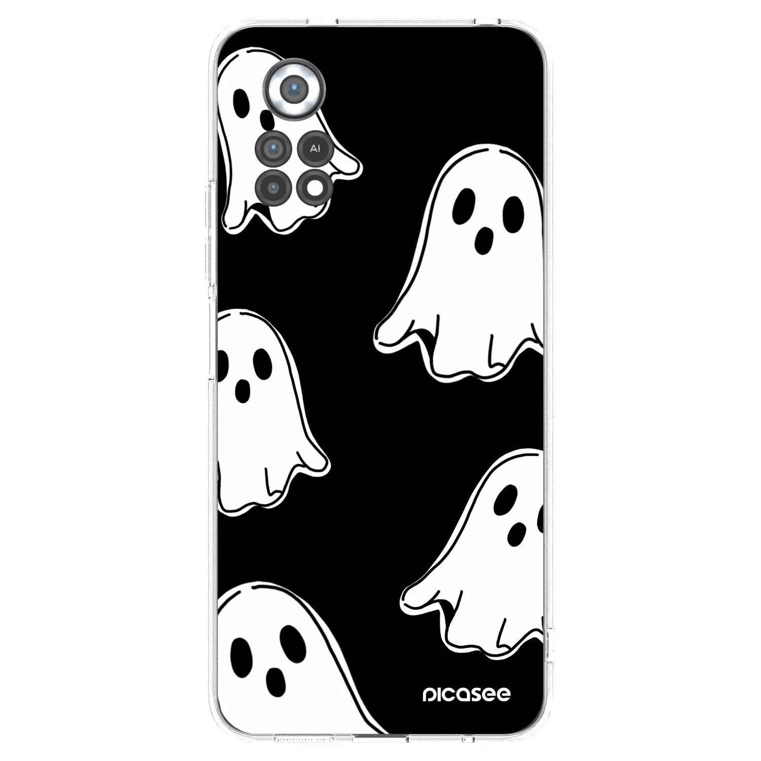 Picasee silikonska prozirna maskica za Xiaomi Poco X4 Pro 5G - Black ghosts