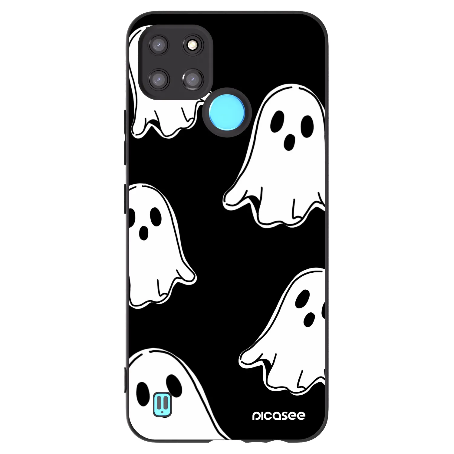 Picasee crna silikonska maskica za Realme C21Y - Black ghosts