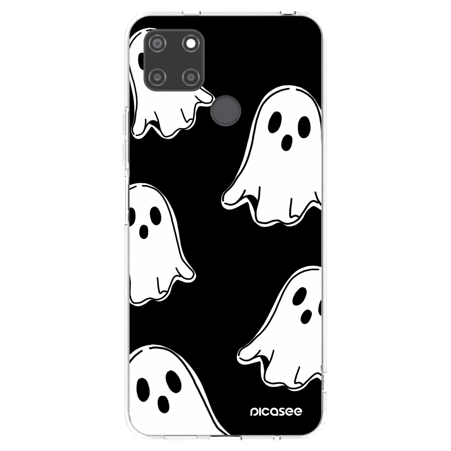 Picasee silikonska prozirna maskica za Realme C21Y - Black ghosts