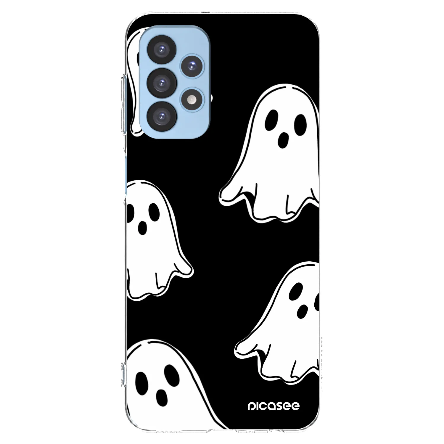 Picasee silikonska prozirna maskica za Samsung Galaxy A23 A235F 4G - Black ghosts