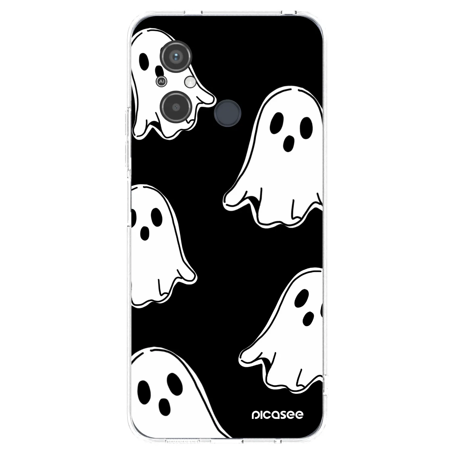 Picasee silikonska prozirna maskica za Xiaomi Redmi 12C - Black ghosts