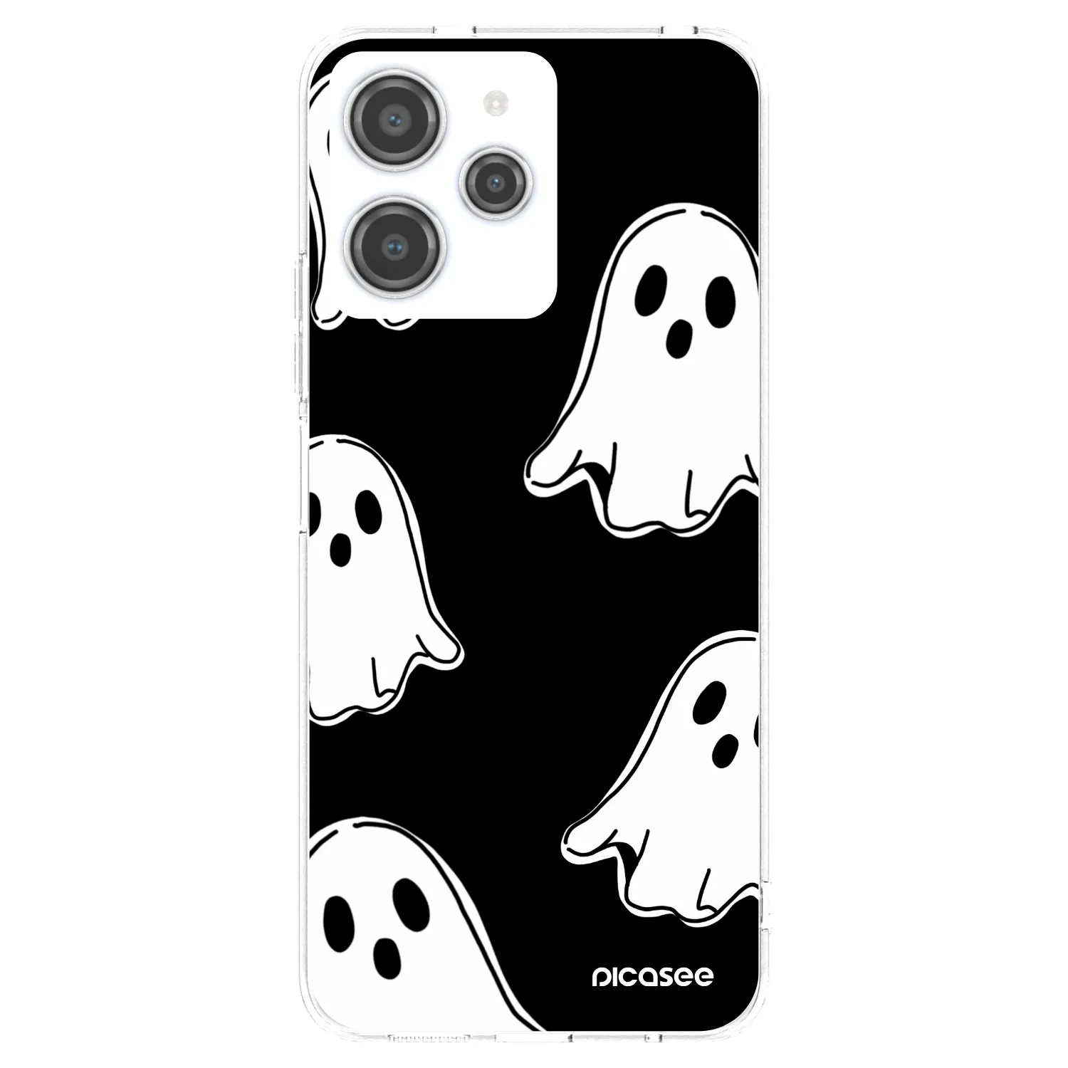 Picasee silikonska prozirna maskica za Xiaomi Redmi 12 4G - Black ghosts