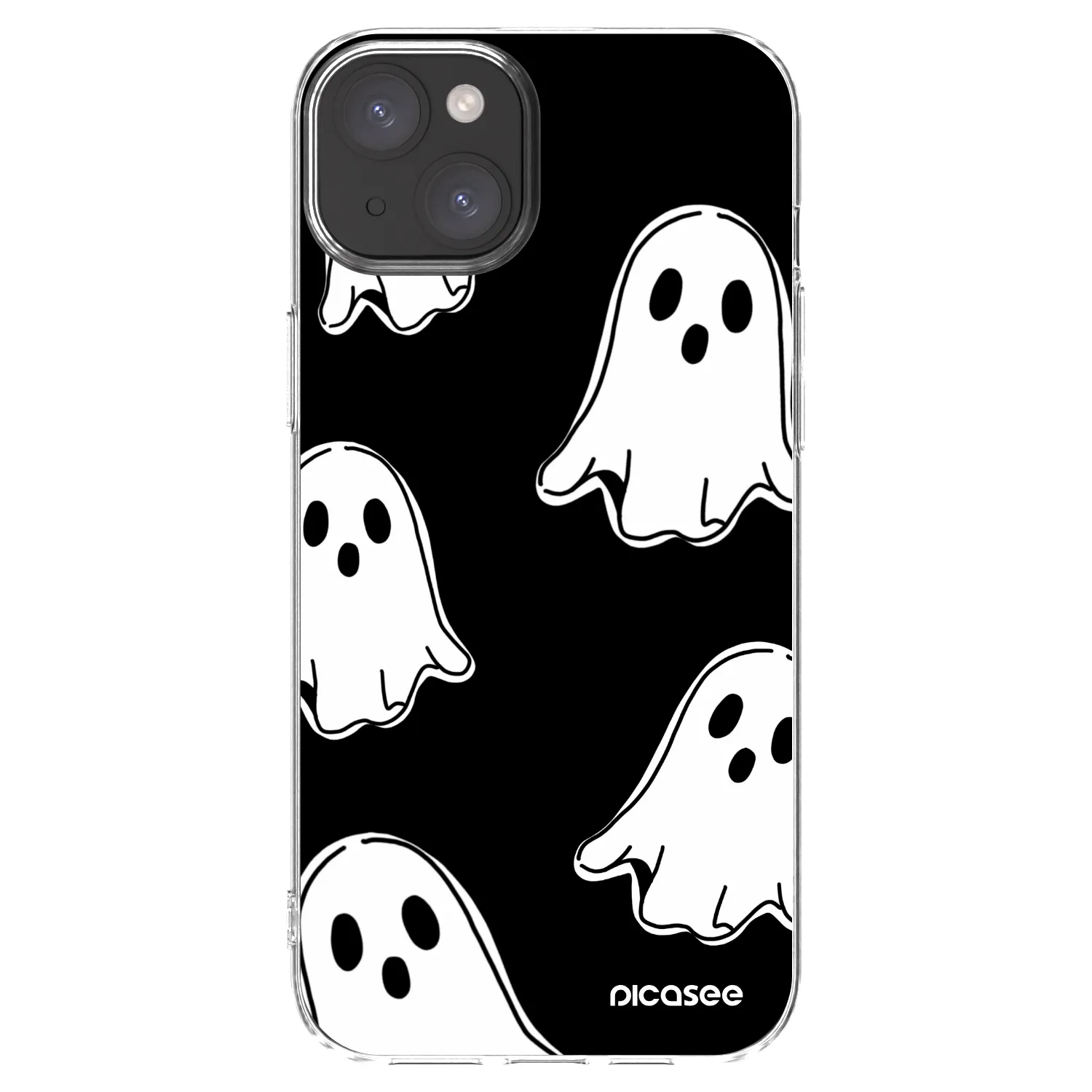 Picasee silikonska prozirna maskica za Apple iPhone 15 Plus - Black ghosts