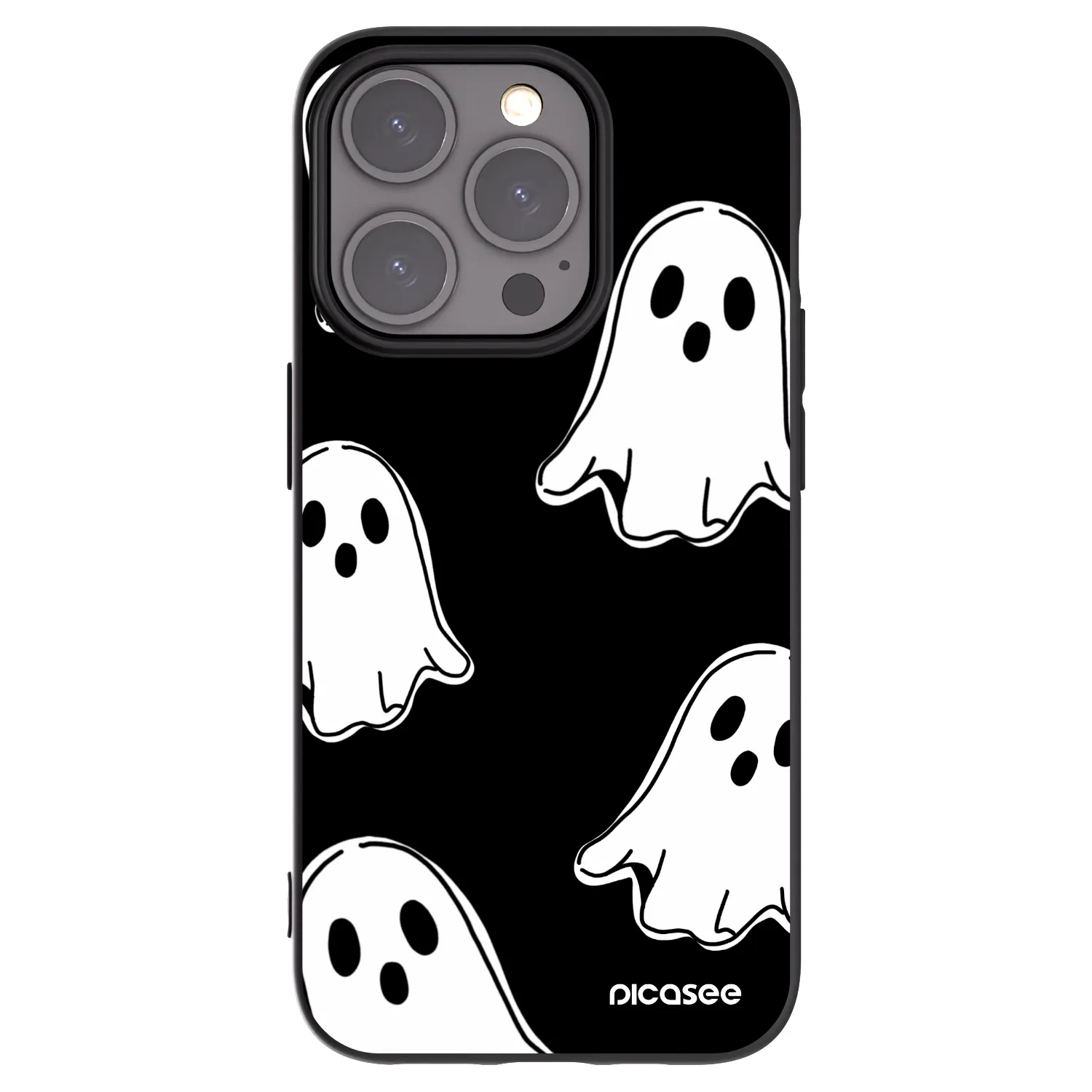 Picasee crna silikonska maskica za Apple iPhone 15 Pro - Black ghosts