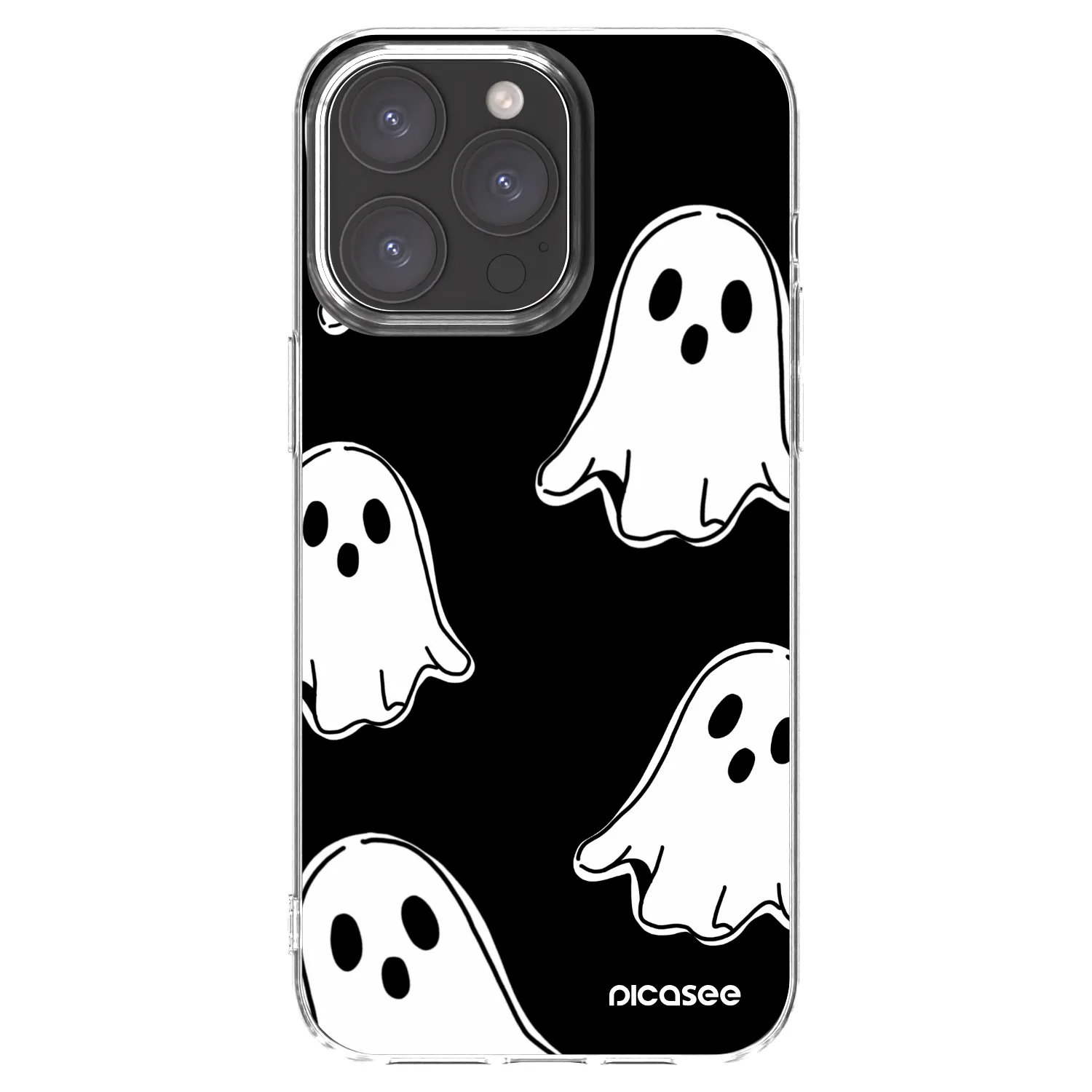 Picasee silikonska prozirna maskica za Apple iPhone 15 Pro Max - Black ghosts