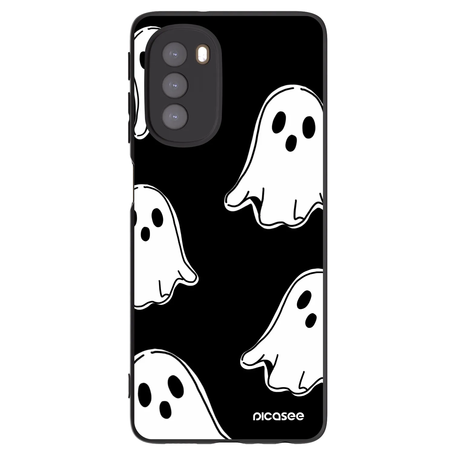 Picasee crna silikonska maskica za Motorola Moto G51 - Black ghosts