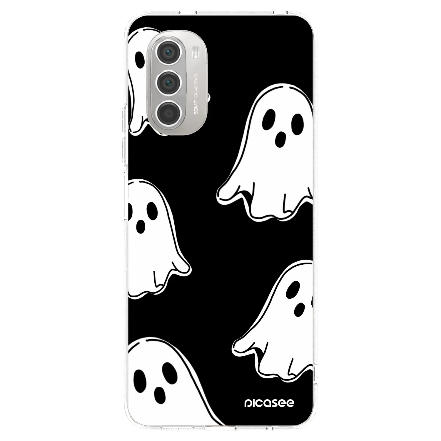 Picasee silikonska prozirna maskica za Motorola Moto G51 - Black ghosts