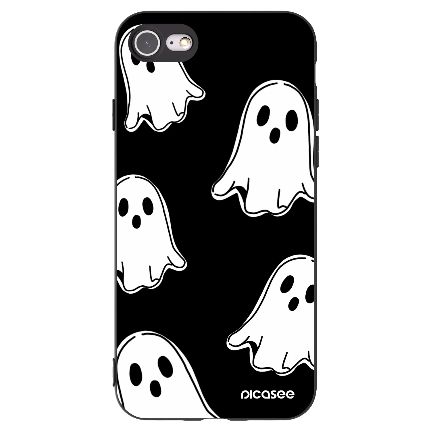 Picasee crna silikonska maskica za Apple iPhone 7 - Black ghosts