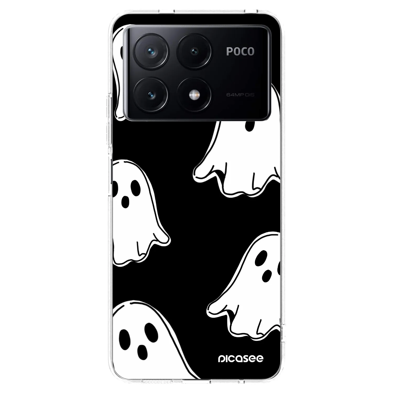 Picasee silikonska prozirna maskica za Xiaomi Poco X6 Pro - Black ghosts