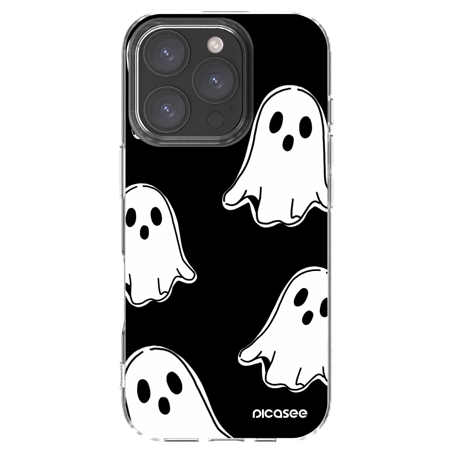 Picasee silikonska prozirna maskica za Apple iPhone 16 Pro - Black ghosts
