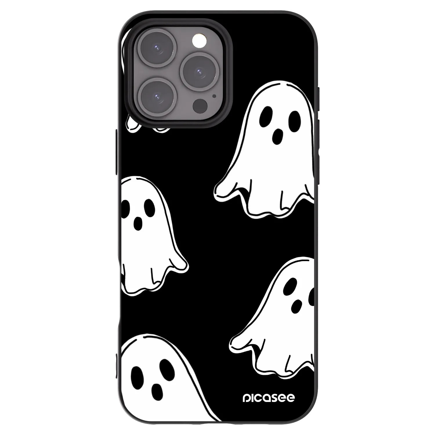 Picasee crna silikonska maskica za Apple iPhone 16 Pro Max - Black ghosts