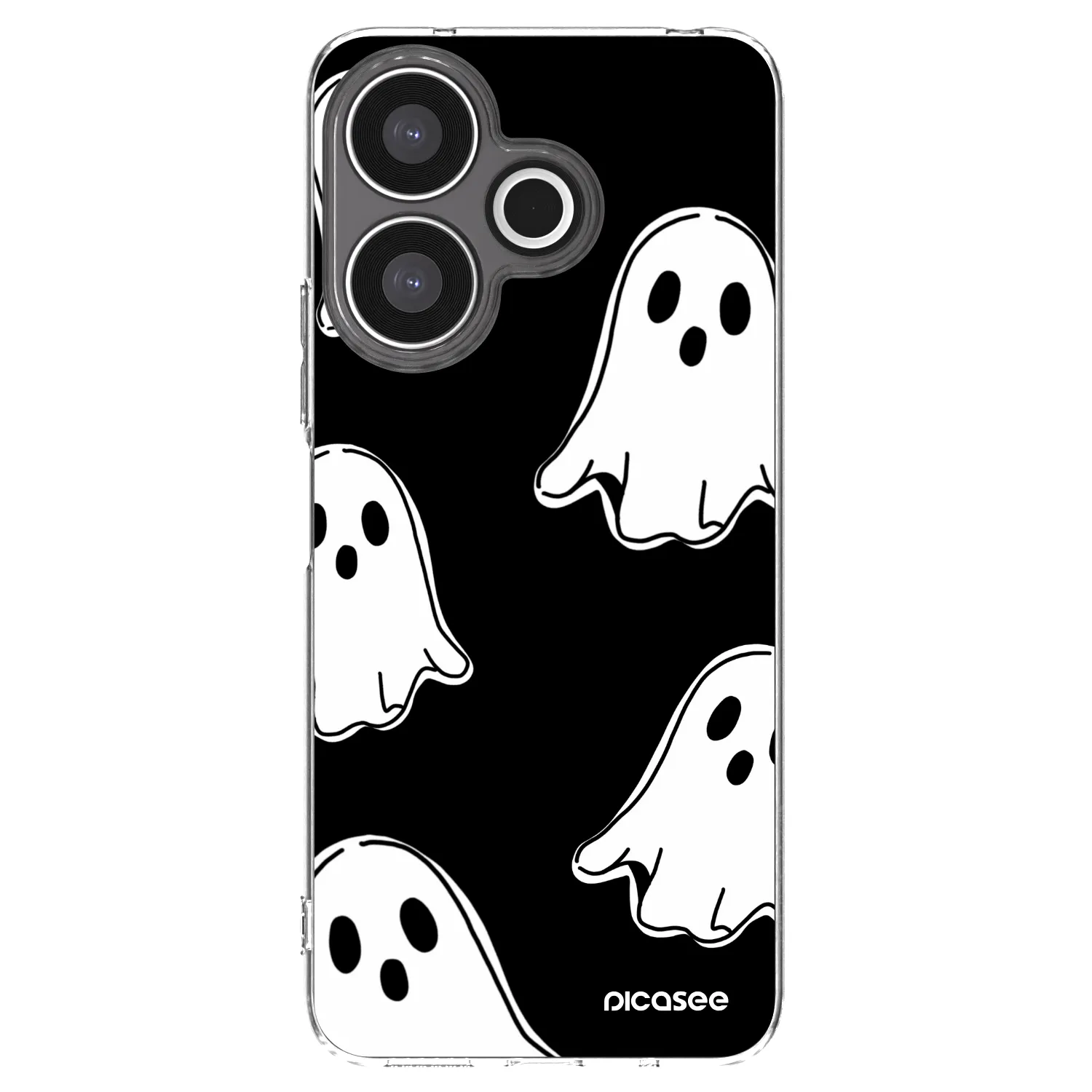 Picasee silikonska prozirna maskica za Xiaomi Redmi 13 4G - Black ghosts