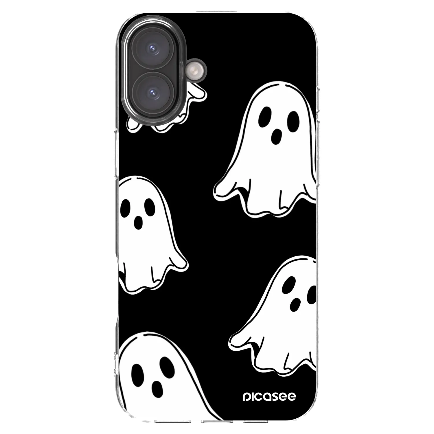 Picasee silikonska prozirna maskica za Apple iPhone 16 Plus - Black ghosts