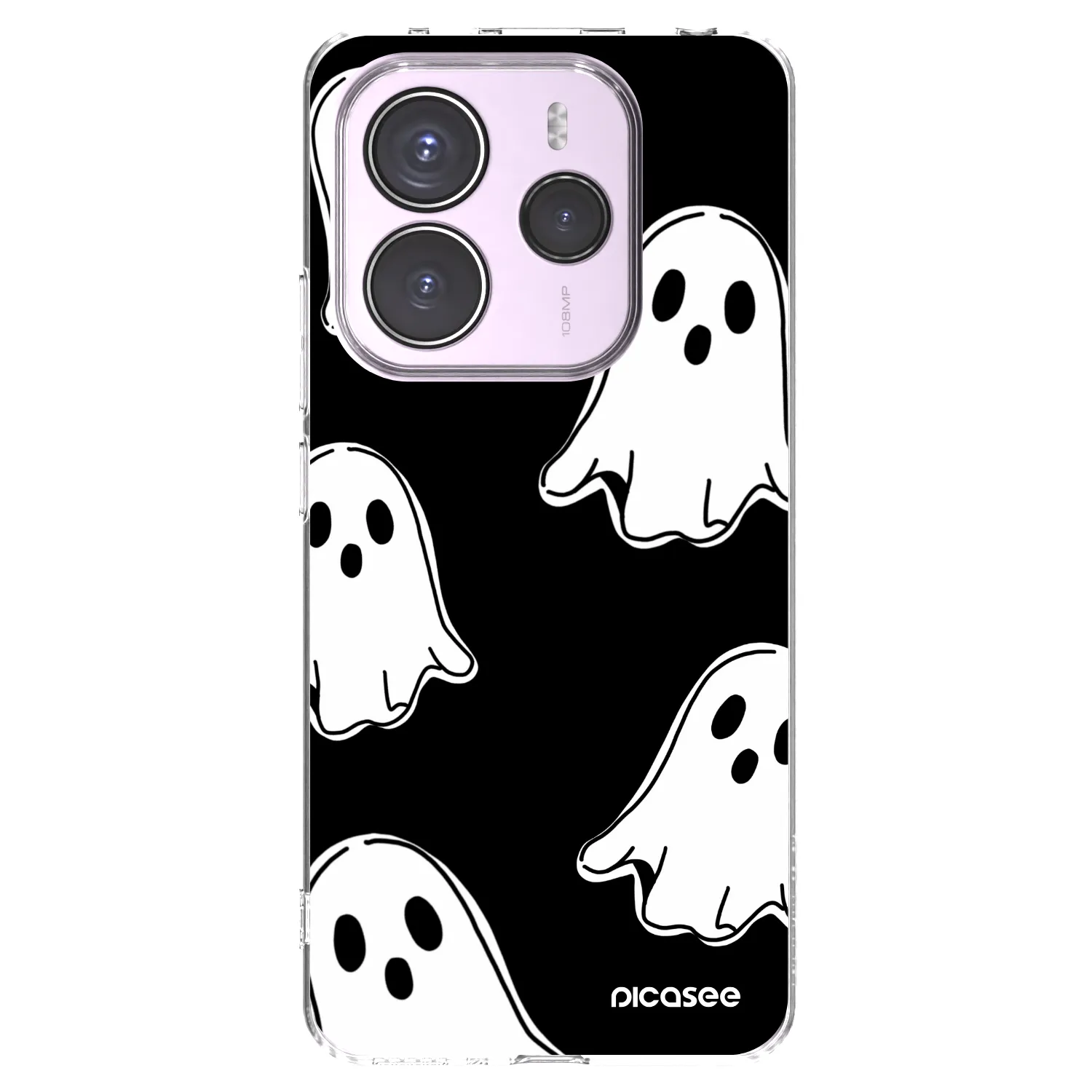 Picasee silikonska prozirna maskica za Xiaomi Redmi Note 14 5G - Black ghosts