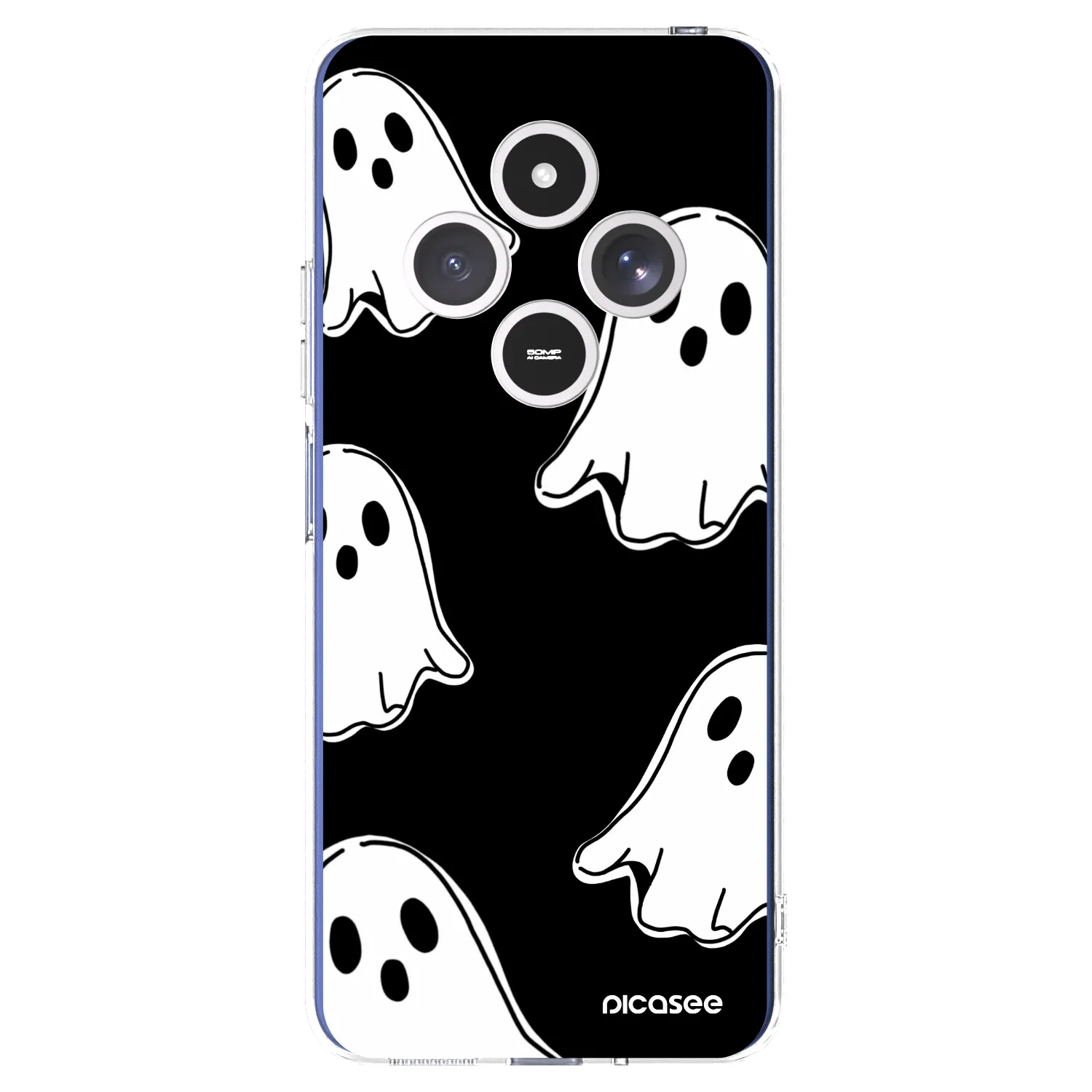 Picasee silikonska prozirna maskica za Xiaomi Redmi 14C - Black ghosts